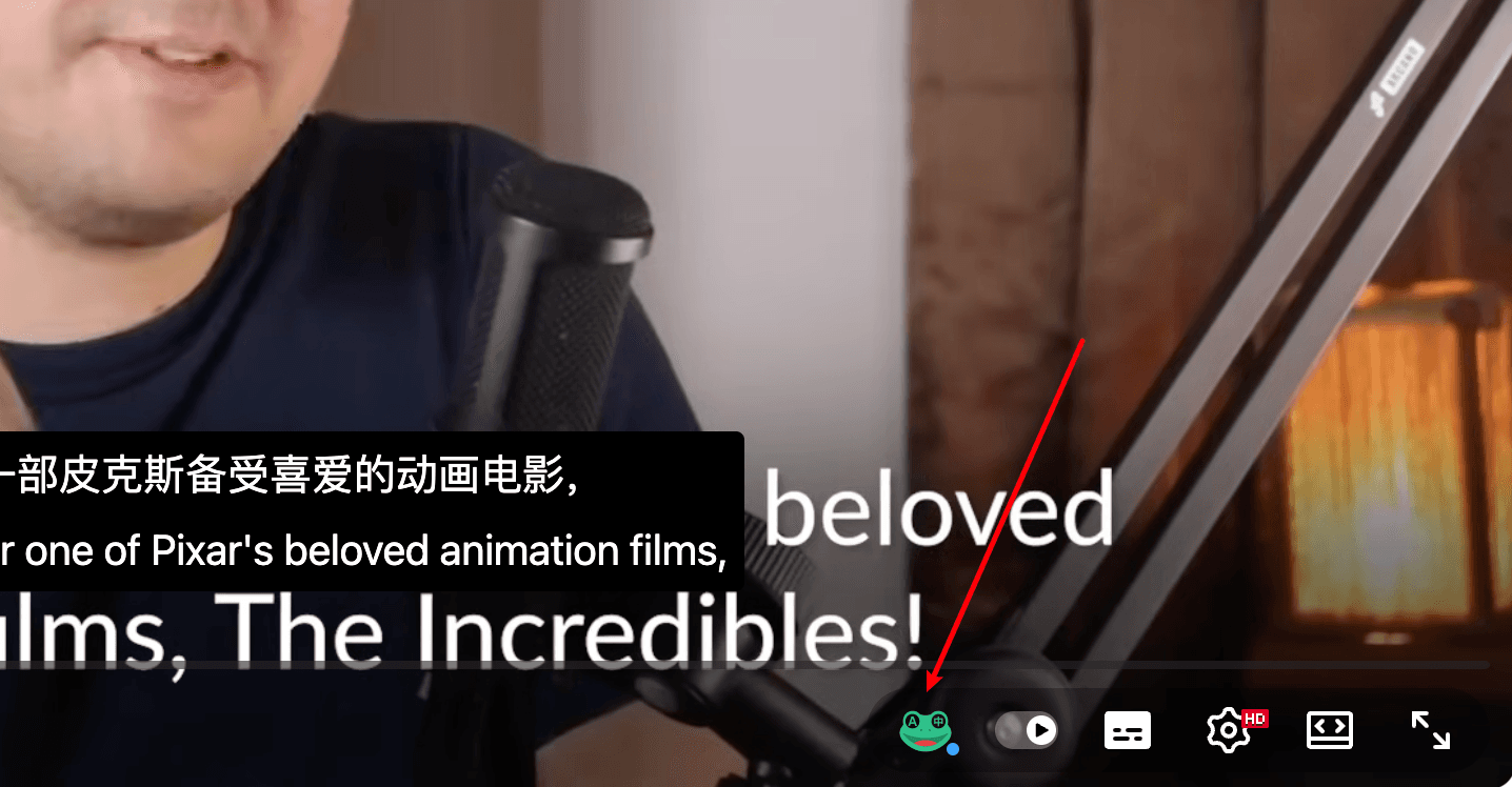 Read Frog translate button in YouTube player