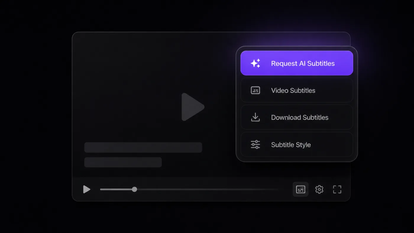 The Read Frog subtitle menu with Request AI subtitles highlighted
