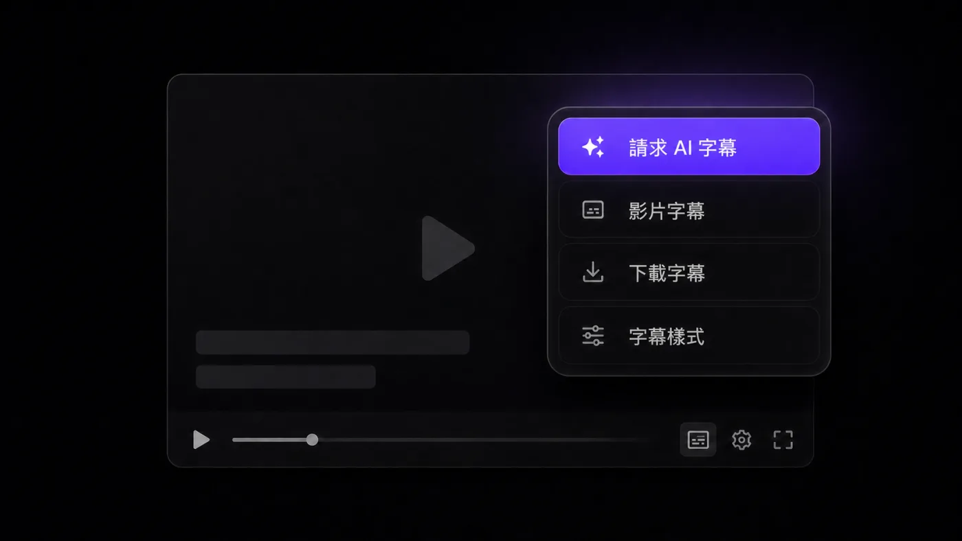 陪讀蛙字幕選單裡的「請求 AI 字幕」