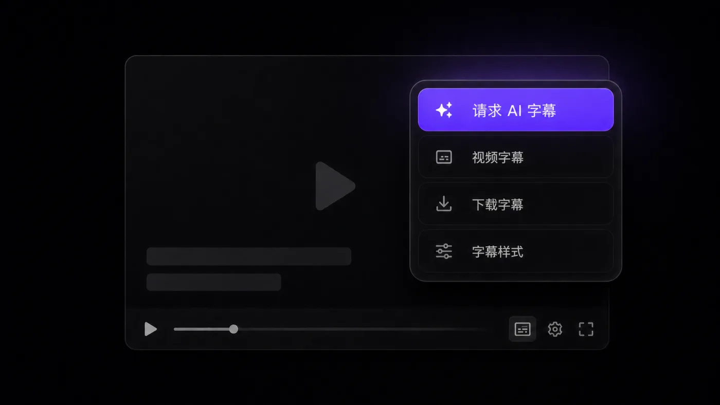 陪读蛙字幕菜单里的「请求 AI 字幕」